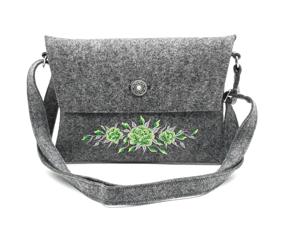 Trachtentasche S dunkel-meliert bestickt